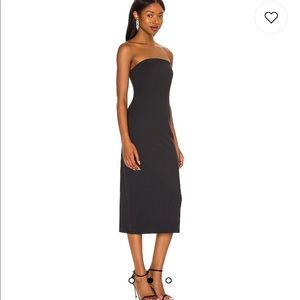 WHBM black strapless midi dress